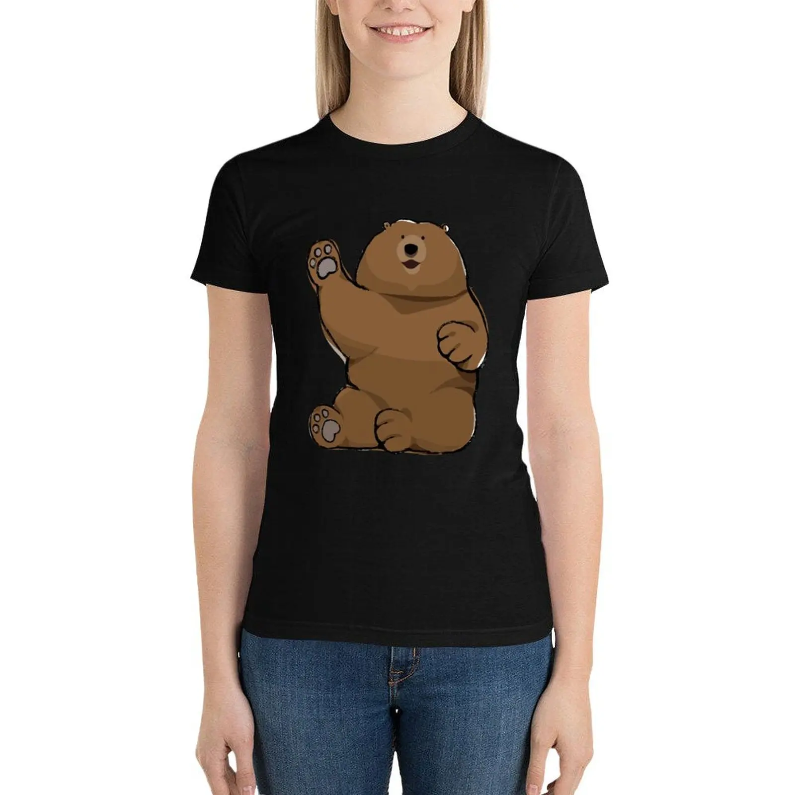 

Waving Bear T-Shirt oversized cute tops tops korean fashion clothes for Women