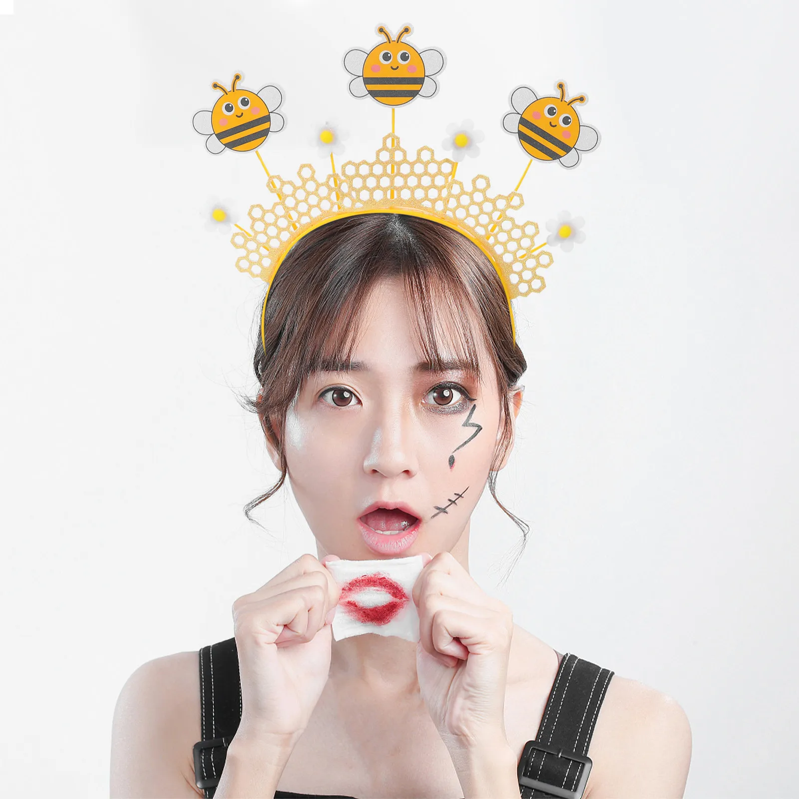 Bee Headband Decorative Honeycomb Flower Honeybee Headwear Party Photo Props Bumblebee Costume Accessories Festival Headband - view 5