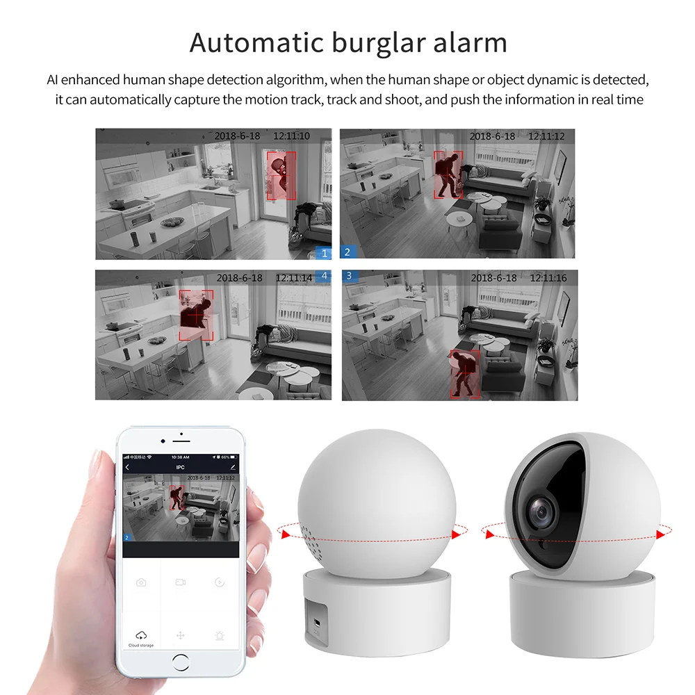 1080P TUYA Camera Security Camera Baby Monitor  WiFi Wireless Camera Smart Tracking 350 Degrees Pan Rotation