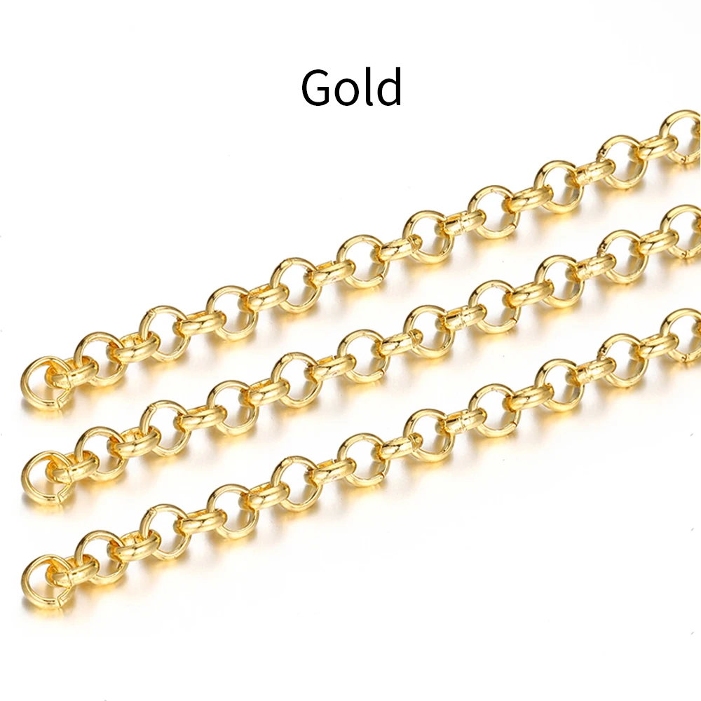 2 Meter Gold Farbe Runde O Form Halskette Armband Zubehör 3,2/4,8/5,8mm Kupfer Ketten Für DIY Schmuck Machen Komponenten