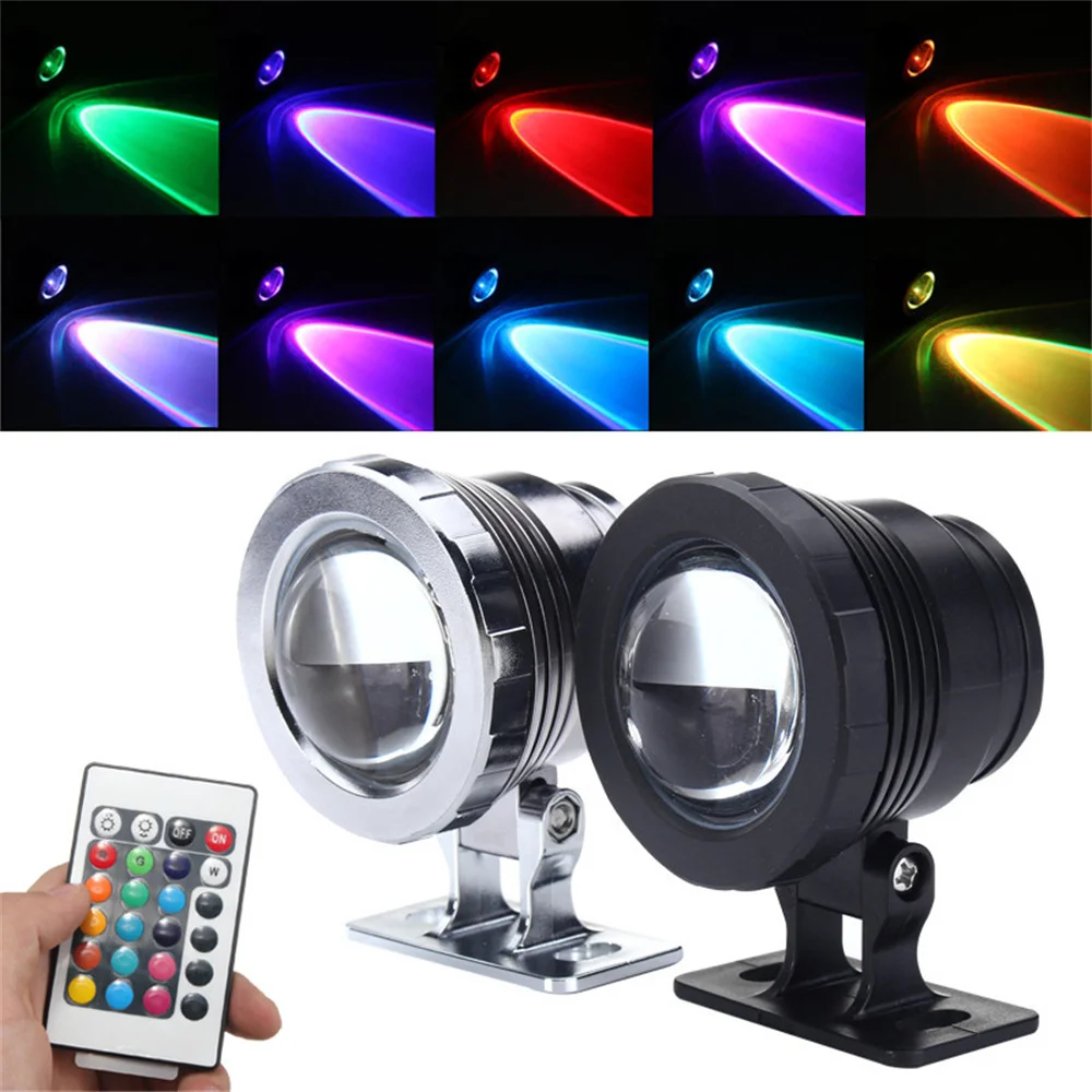 Pod wodą reflektor LED RGB żarówka AC 110V 220V DC 12V 15W 10W lampa krajobrazowa światło halogenowe ogrodowa basen z fontanną dekoracji