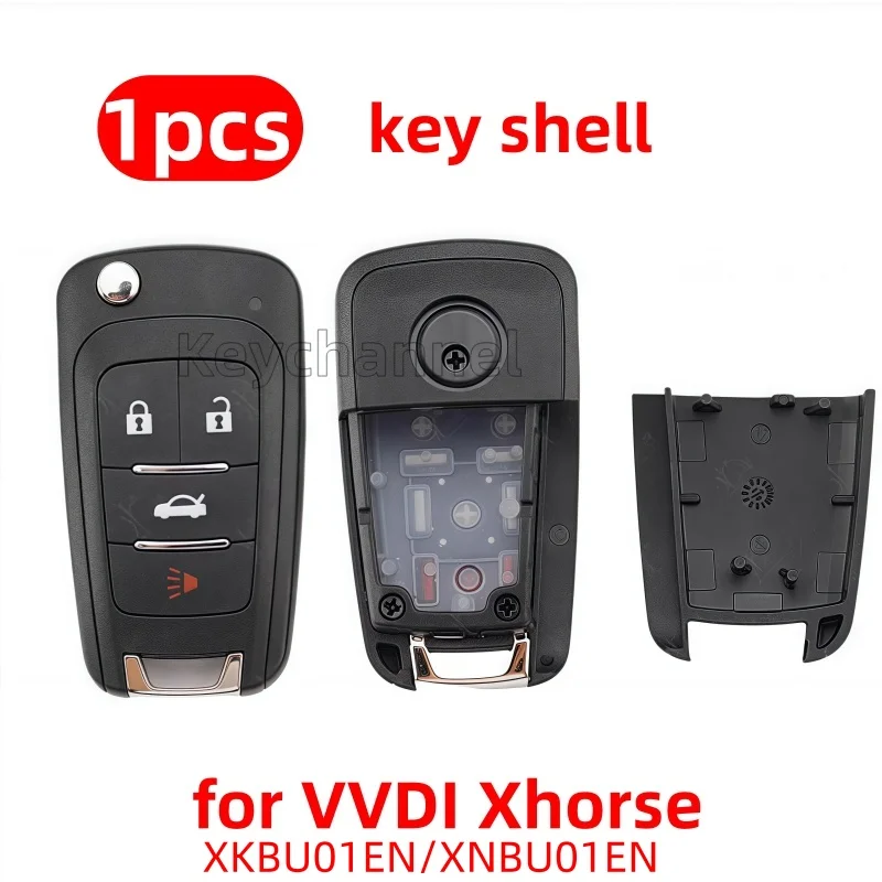 

keychannel 1pcs 4 Button Car Key Flip Key Shell VVDI Remote Shell for Xhorse XKBU01EN XNBU01EN Remote Replacement Shell No Blank