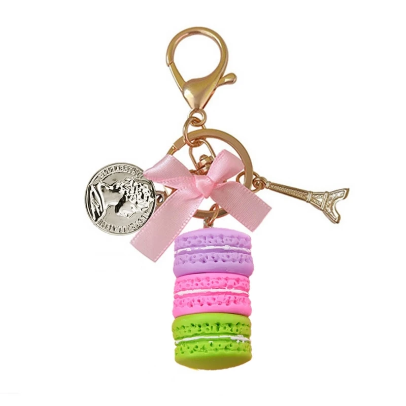 2023 New Macaron Keychain Bowknot Car Keyring Bag Purse Pendant Backpack Car Key Fob Gift