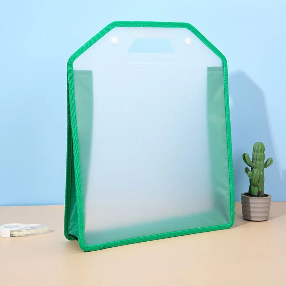 Handle Transparent File Folder Portable Lightweight Snap On Vertical File Pouch Sanding Document Expanding File Bag