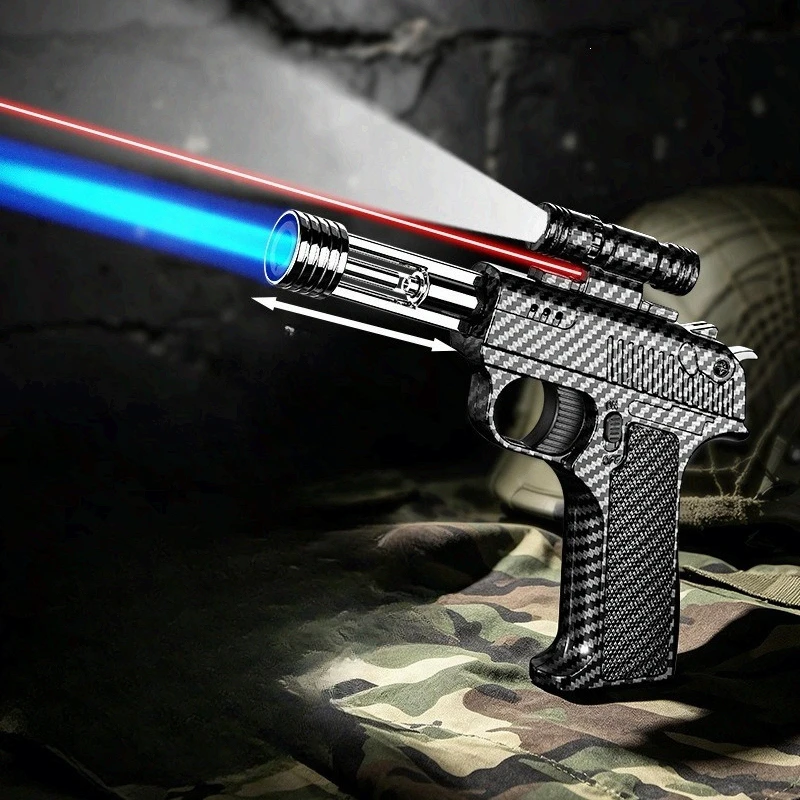 2026 Metal Laser Flashlight Telescopic Spray Gun Windproof Lighter High Temperature High Firepower Inflatable Flame Gun