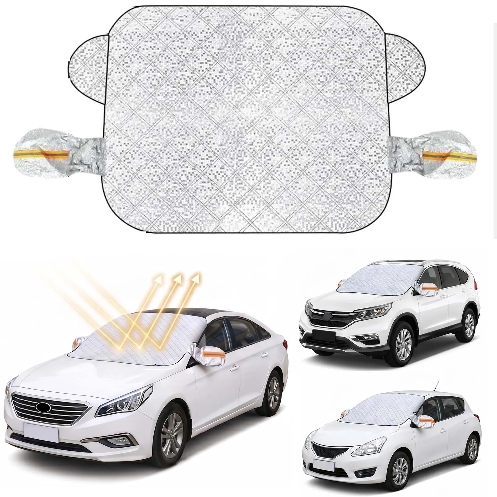 Pare-soleil de pare-brise de voiture, protection UV réfléchissante, protection contre la neige d'hiver, imperméable, anti-givre, avec miroirs latéraux, accessoires de voiture ﻿