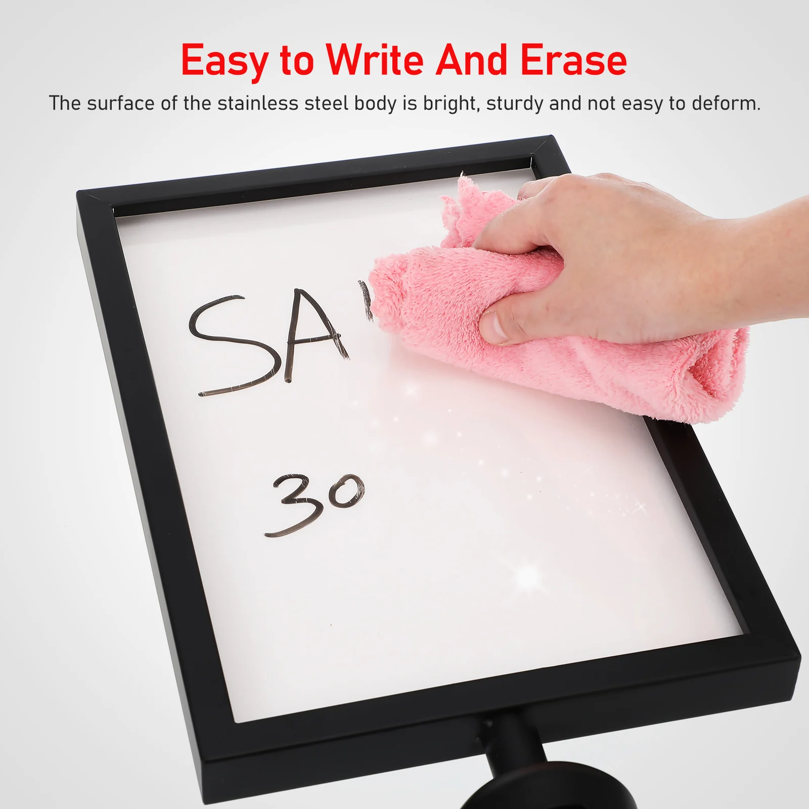 Isolation Column Card Insert Easel Stand A4 Black Vertical Size Stainless Steel Crowd Control Queue Barrier Stanchion Sign