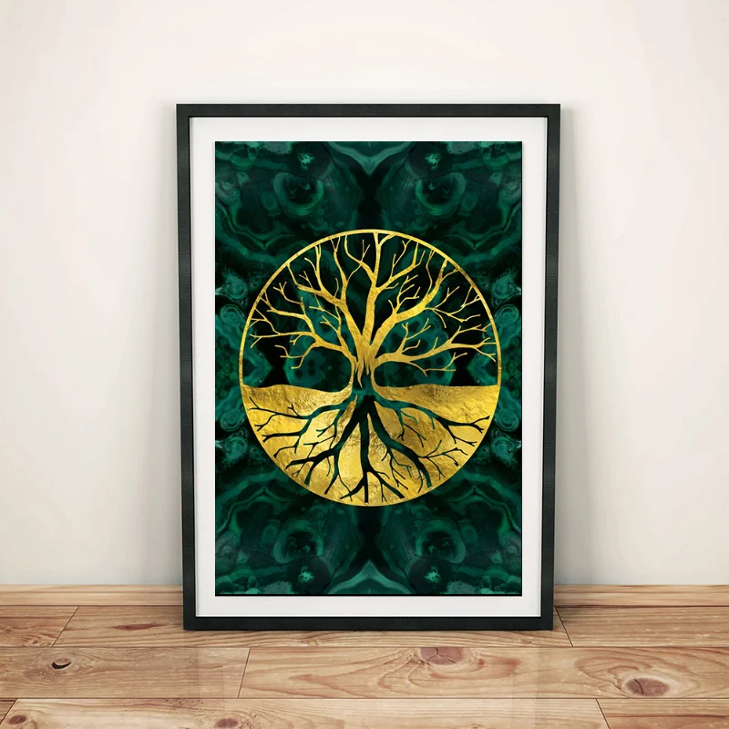 Abstract Watercolor Tree of Life Yggdrasil Poster Canvas Painting Prints Wall Art Pictures for Living Room Home Decor Aesthetics