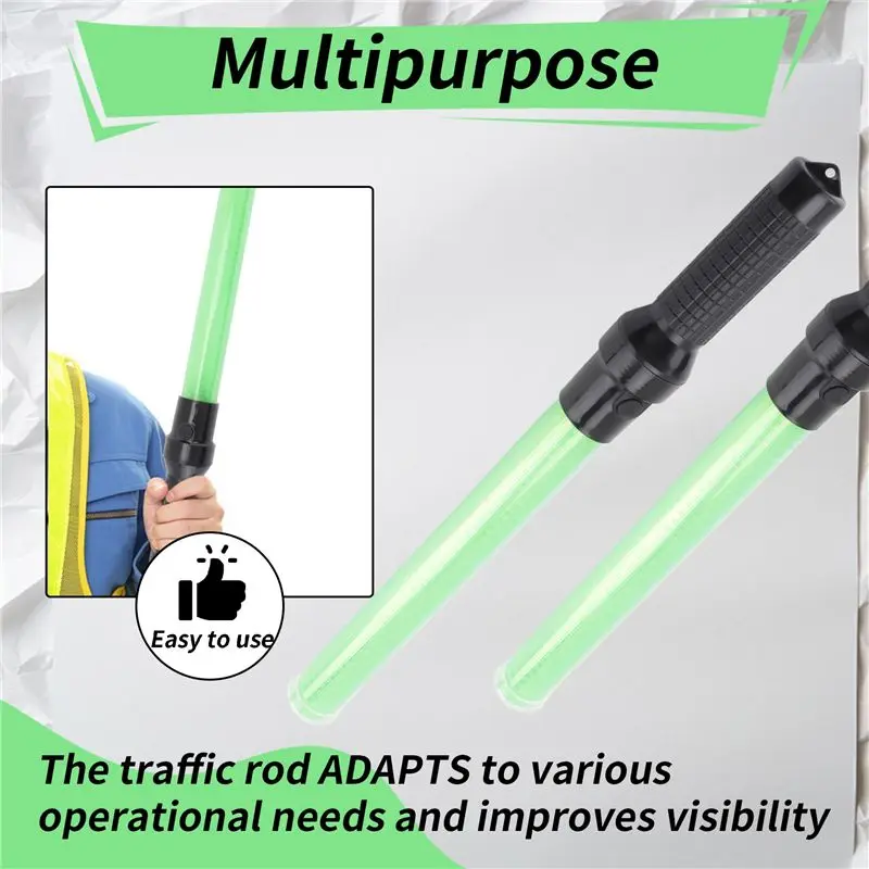 CHCH 4Pack Traffic Wand 54Cm Led Traffic Control Wand Safety Light Wand With 2Flashing Modes Air Marshaling Signal Wand