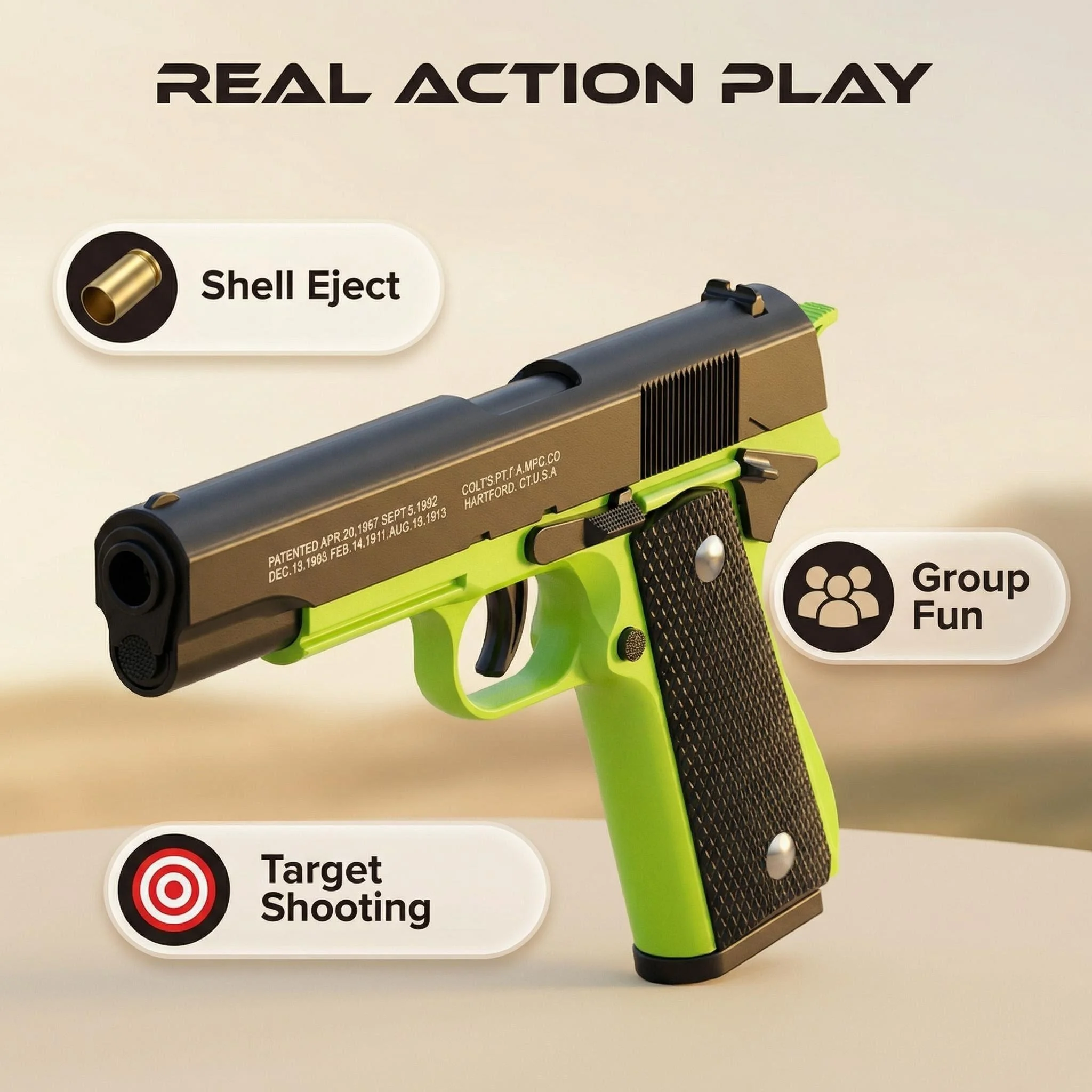 Pistola de juguete Colt 1911 con expulsión automática de casquillos, pistola de aire comprimido, Armas para niños, juego de disparos CS, regalo de cumpleaños para niños