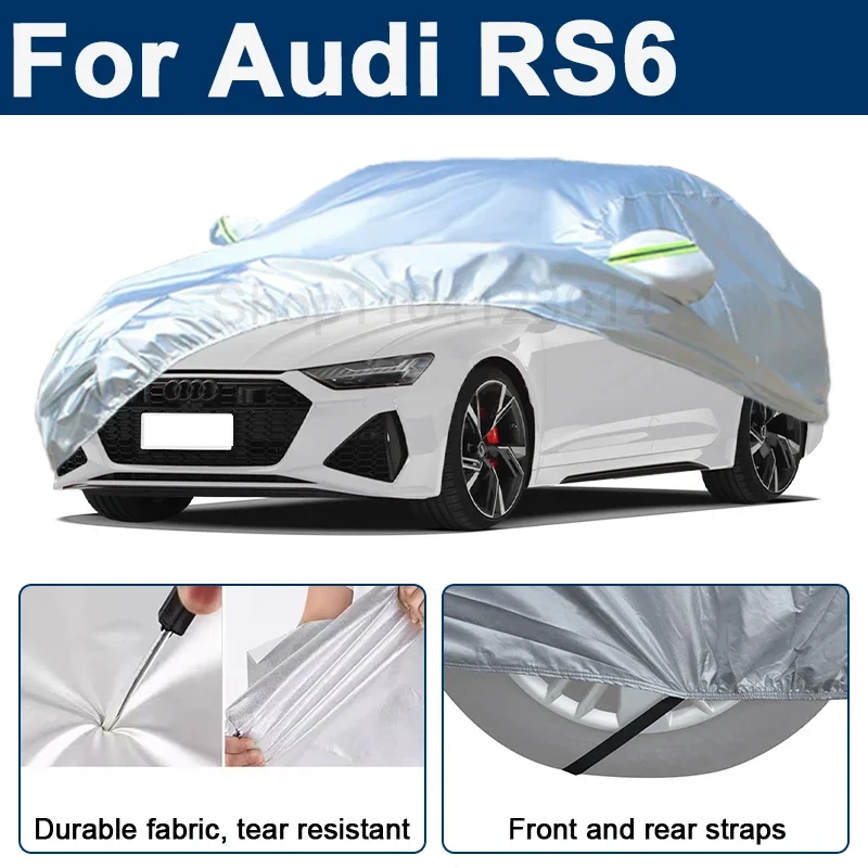 

Outdoor Full Car Cover For Audi RS6 with Reflective Strips Waterproof Snowproof Dustproof UV Protection Auto Exterior Accessory