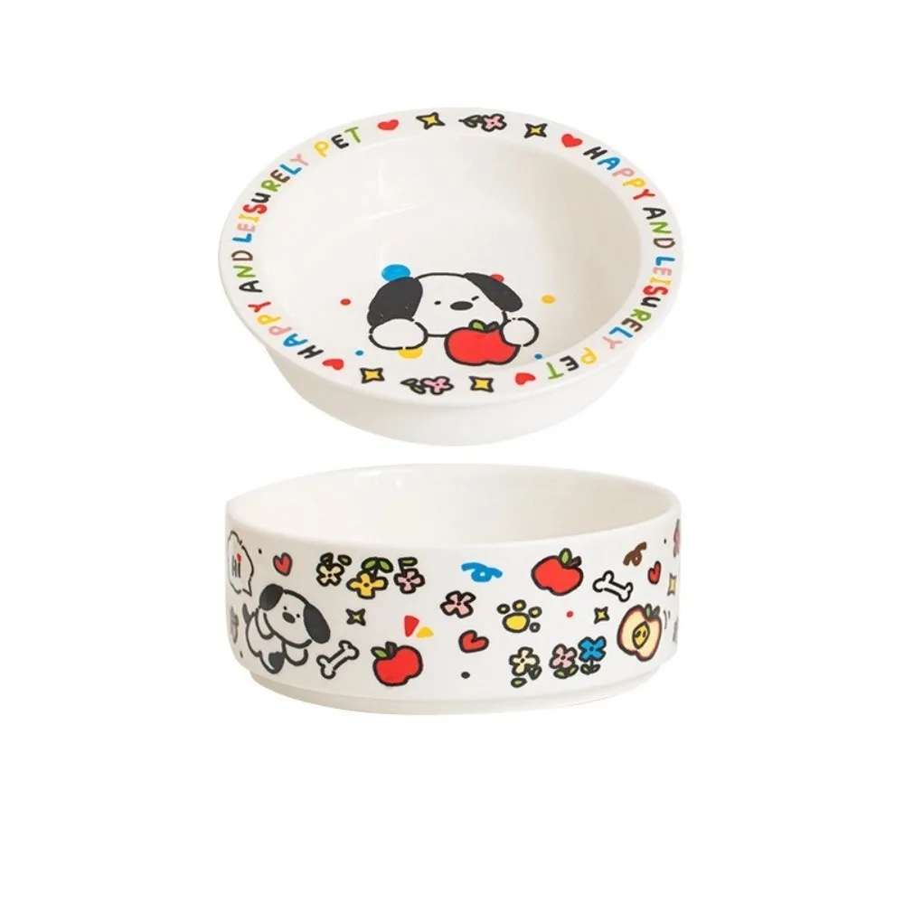 

Anti-Tip Design Ceramic Cat Bowl High Temperature Resistance Cervical Protection Cat Food Bowl Cartoon Pet Food Bowl Pet Care