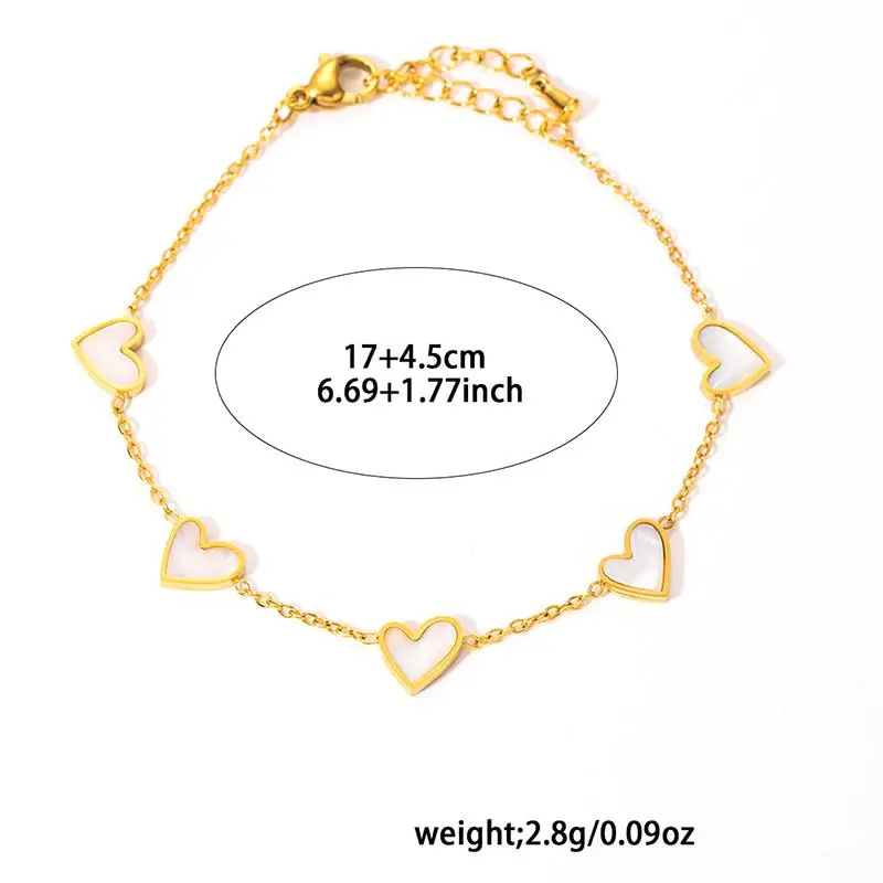 ENSHIR 316L Stainless Steel Heart White Shell Necklace Bracelet Earrings For Women Girls Simple Fashion Jewelry Gifts Wholesale