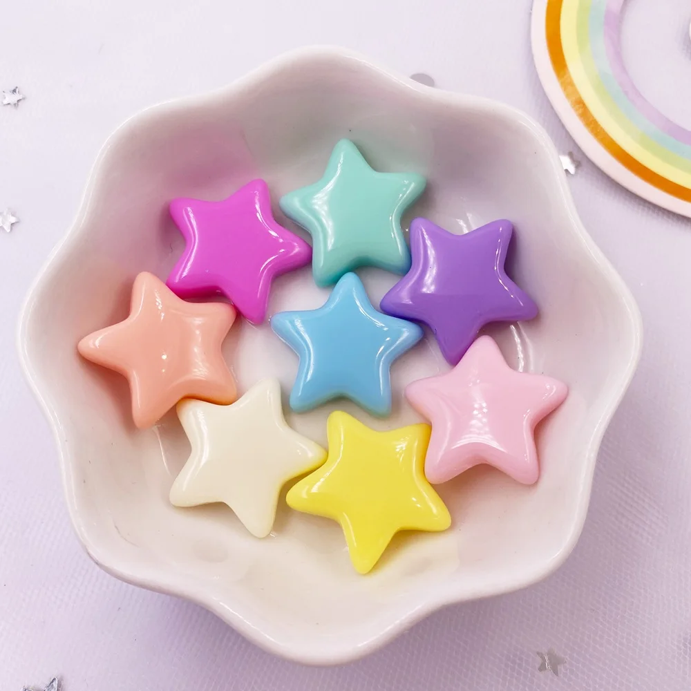 Resin Kawaii Colorful Cartoon Crystal Candy Color Star Gems Flatback Stone Figurine 20PCS Scrapbook DIY Hair Accessories Decor