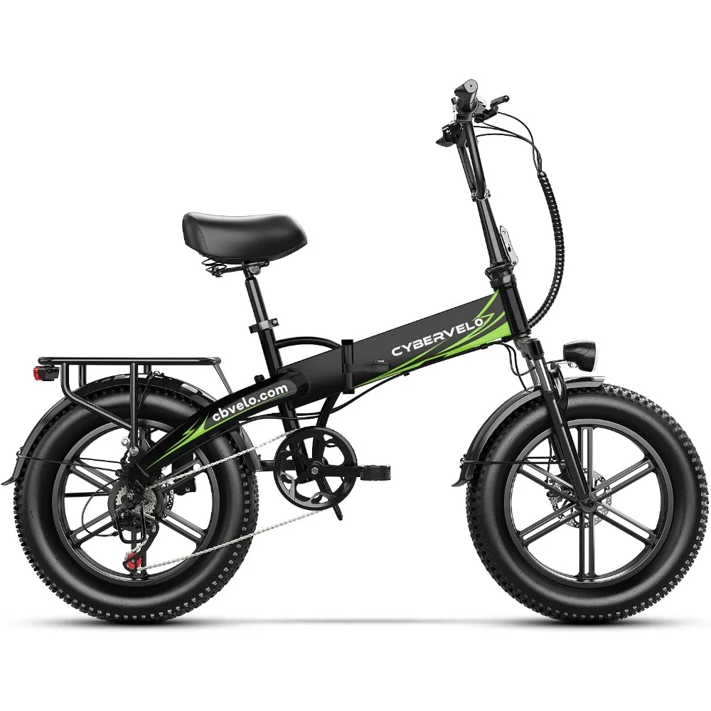 

1000W Folding Electric Bike, 48V 20AH Large Removable Battery E Bike, 30+MPH, 80 Miles Max Range, 20" Fat Tire Ebikes for Adults