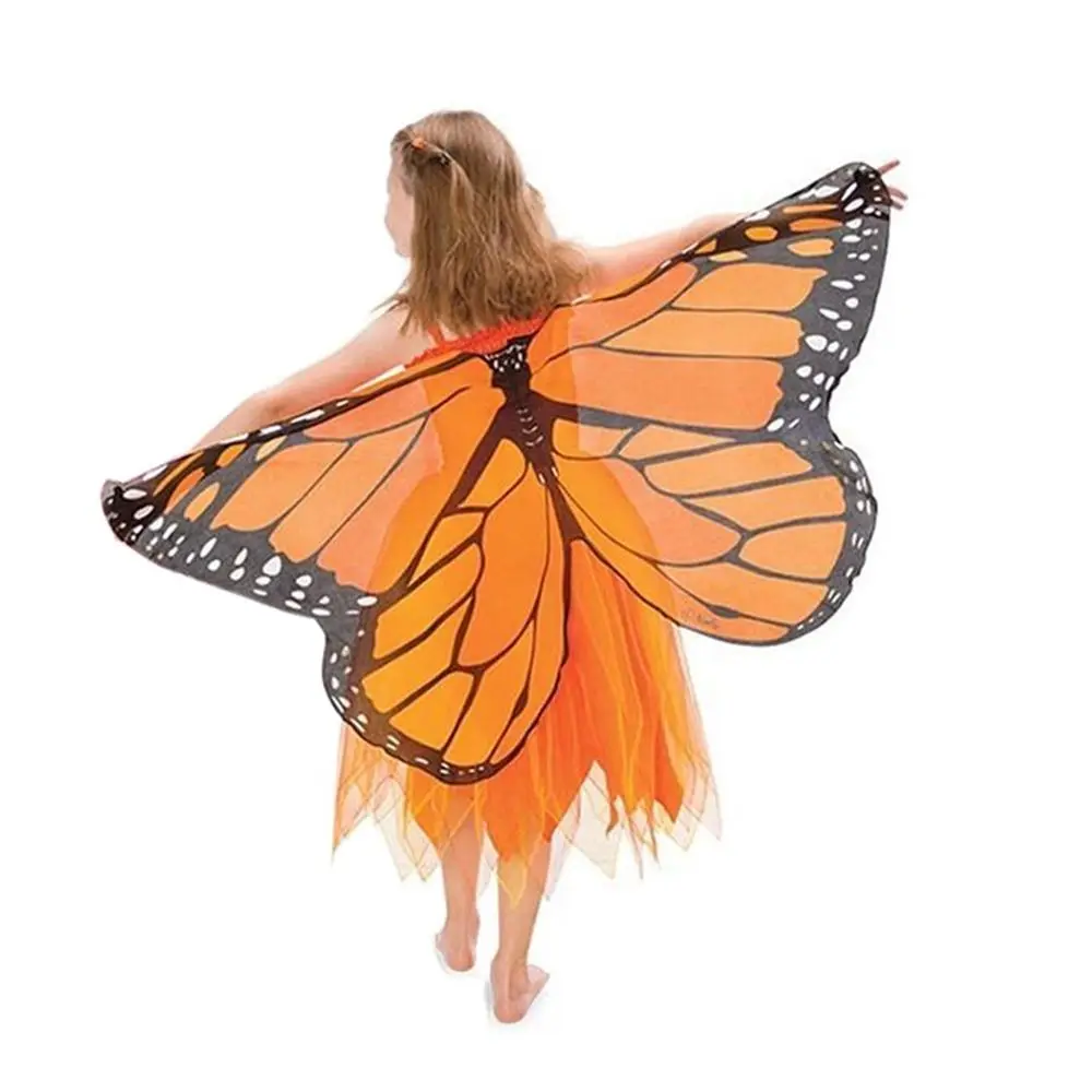 Fashion Chiffon Butterfly Wings Cape Mask Cosplay Elf Angel Wings Cloak Stage Costumes Performance Butterfly Costume Kids
