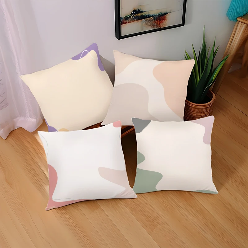 Morandi Color Print Pattern Home Decor Pillowcase Bedroom Living Room Sofa Decoration Polyester Cushion Cover With Zipper