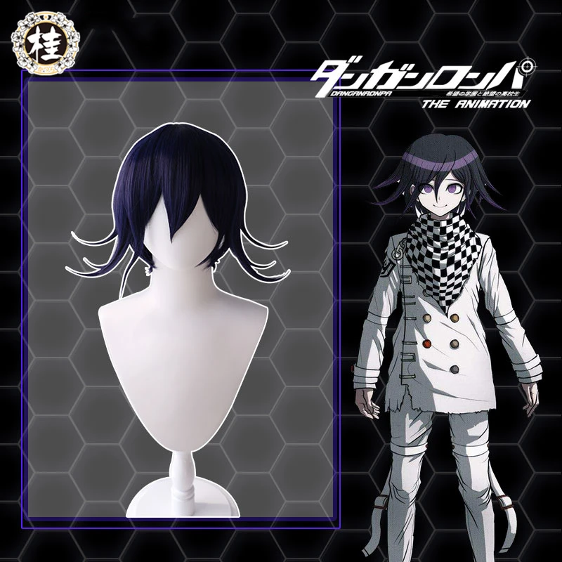 

UWOWO Kokichi Oma Cosplay Wig 35cm Blue purple Short Hair