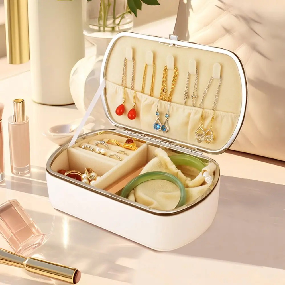 

PU Jewelry Packing Bag Large Capacity Divided Grids Earrings Storage Case Necklaces Multi-function Jewelry Holder Handbag