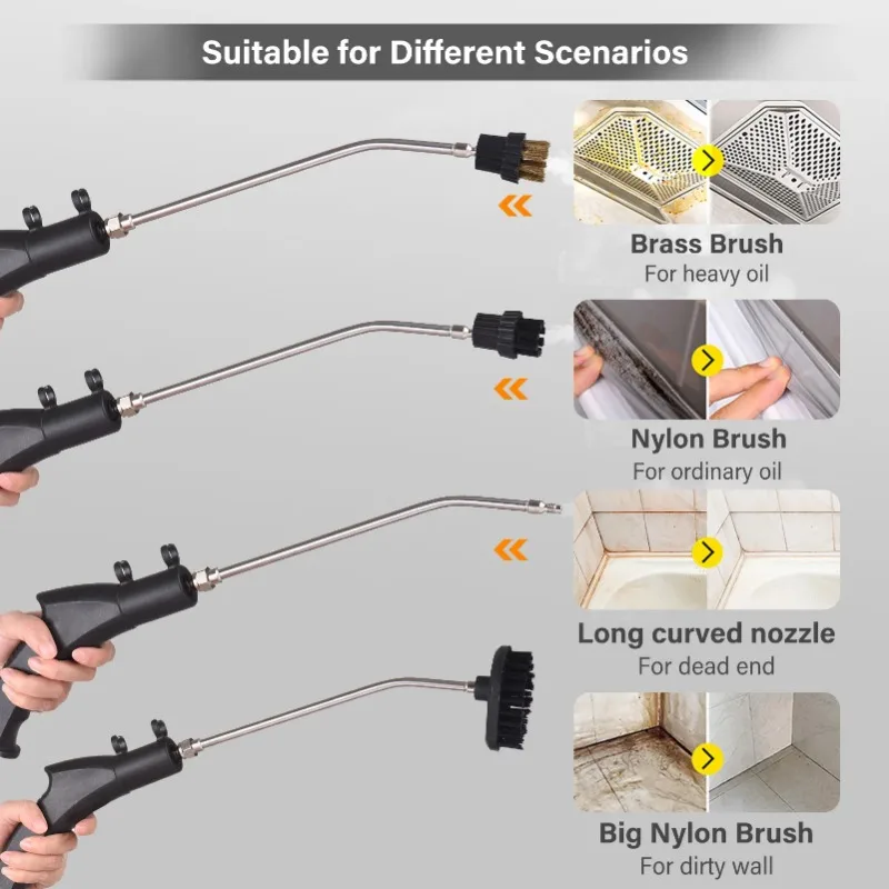 منظف بخار محمول بقدرة 2500 وات، ماكينة تنظيف بالبخار المضغوط بدرجة حرارة عالية، بدون خزان وشديدة التحمل للمطبخ