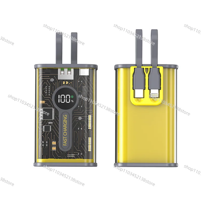 22.5W Super Fast Charging Machine Jiapunk Large Capacity Comes with Cable Power Bank 20000mAh Transparent Mobile Power Supply