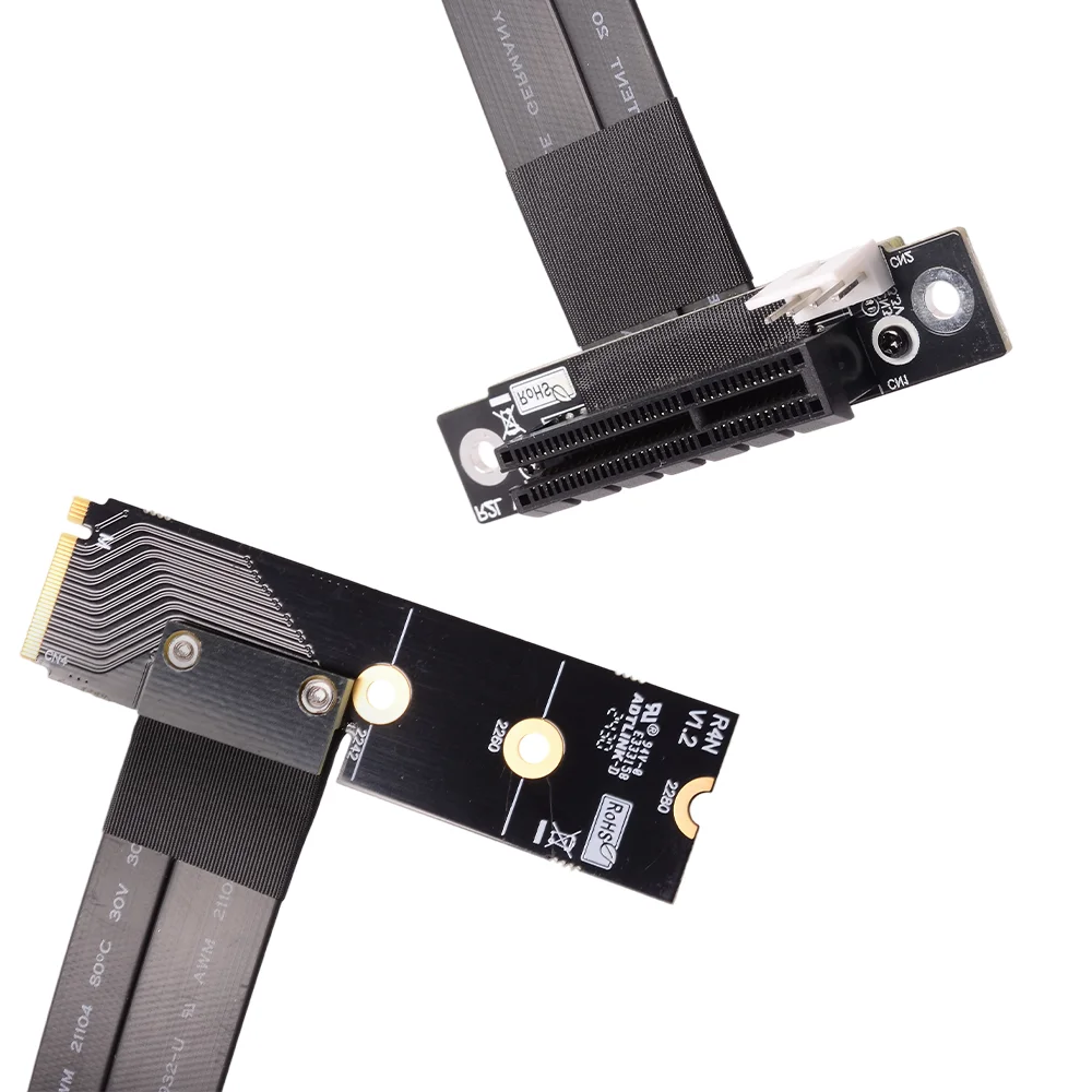 M.2 NGFF NVMe SSD a PCIe 3.0 X4 Riser Adattatore Cavo di prolunga Turn Angled GPU PCI-E 4X M2 M-Key per scheda video PC personalizzata