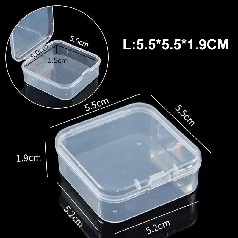 60/100PCS Mini Storage Box Transparent Square Plastic Box Earrings Jewelry Packaging Storage Small Square Box Jewelry Organizer