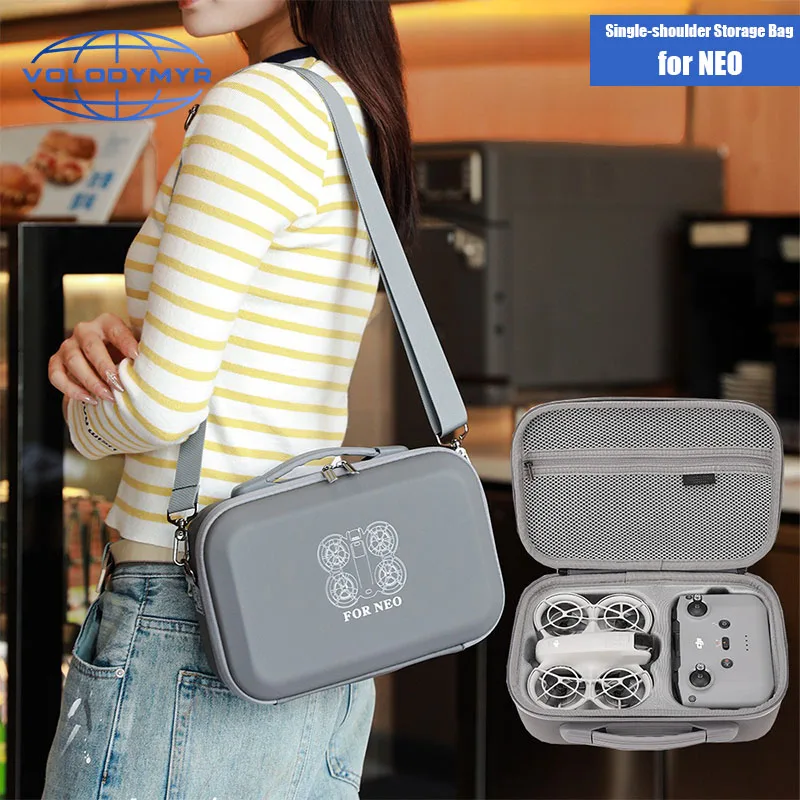 

VOLODYMYR Carrying Case Travel Shoulder Bag for DJI Neo Fly More Combo Drone Accessories Storage Bag PU Portable Handbag Box