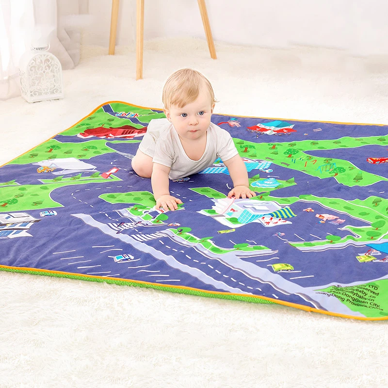 

140x140cm Baby Play Mat City Road Map Cartoon Traffic Rug Toys Non-slip Educational Montessori for Children