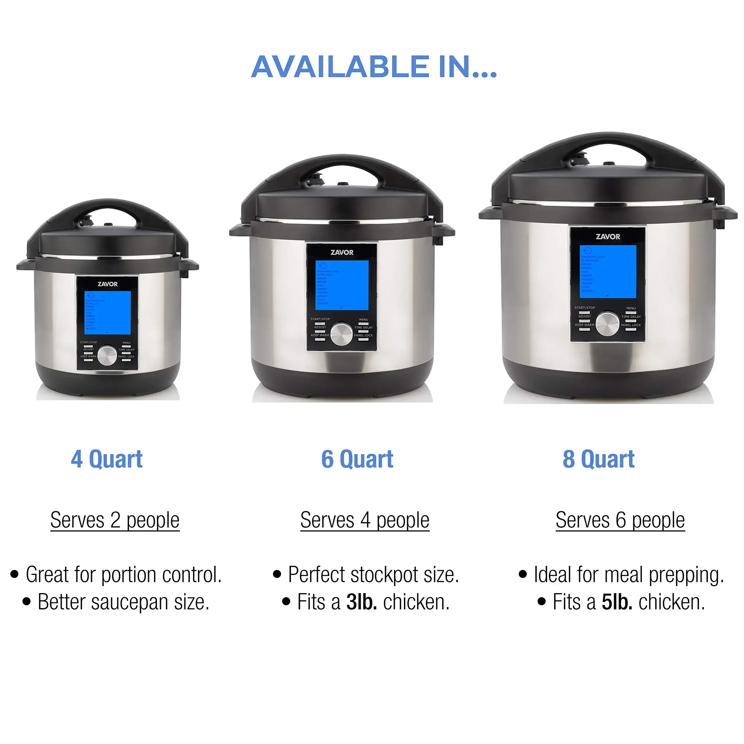 Zavor LUX LCD 8 Quart Programmable Electric Multi-Cooker: Pressure Cooker, Slow Cooker, Rice Cooker, Yogurt Maker, Steamer and M images - 6