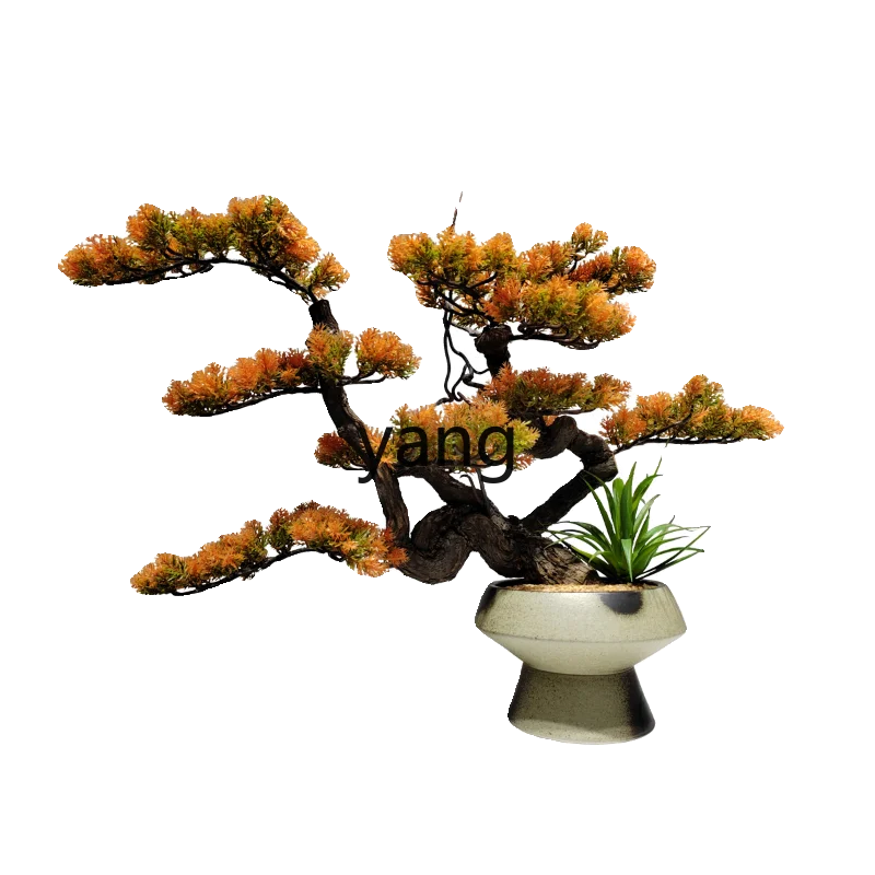

Lhh New Chinese Simulation Orange Floral Welcome Pine Bonsai Living Room Entrance Ornament