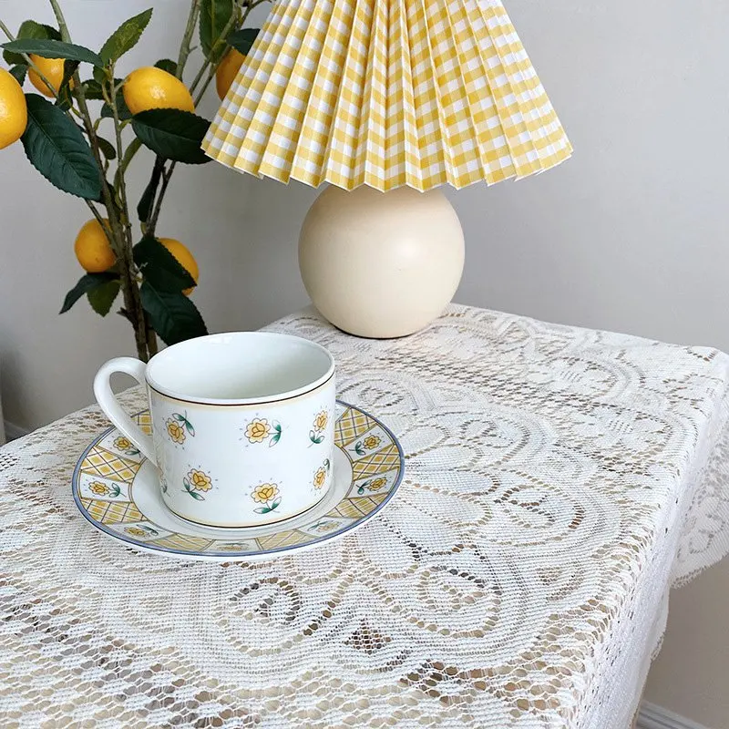 Lace Table Cloth Retro Mesh Tablecloth Rectangle Table Cover Photo Background Cloth Banquet Wedding Party Home Decor 레이스 식탁보