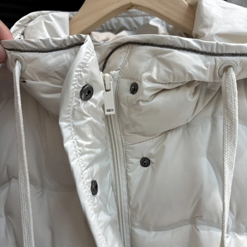 Schinteon Women's 90% White down Jacket with Hood Solid Color Autumn Winter Warm Fashion Parka Outerwear 2026 New