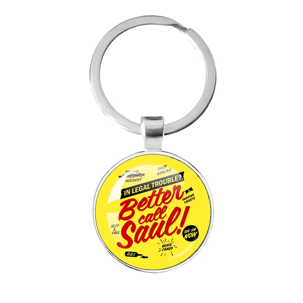 Better Call Saul Glass Cabochon Keychain Bag Car Key Chain Ring Holder Charms Keychains Fashion Cartoon Gift