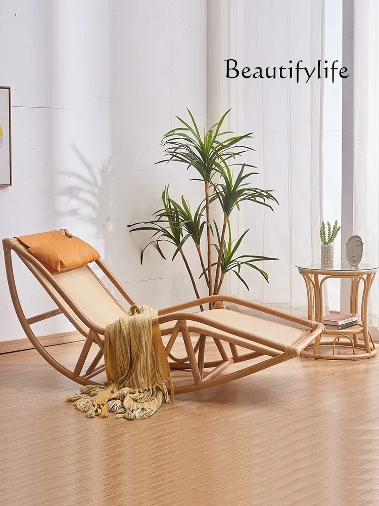 

Indonesian rattan rocking chair Nordic real rattan woven free chair Home balcony Adult leisure rocking chair