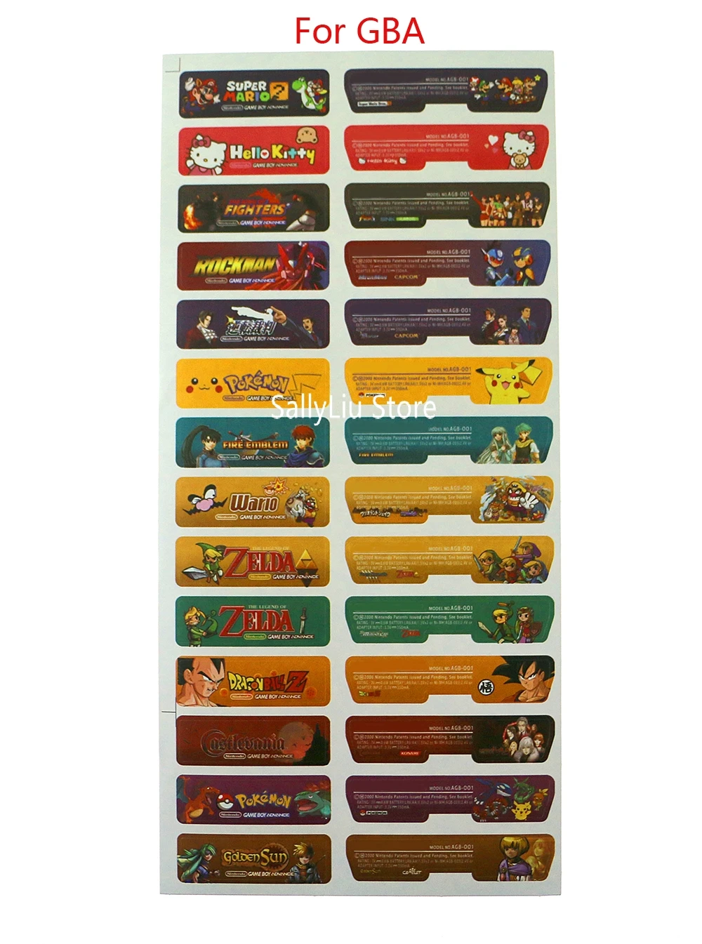1pc Game Theme Sticker Lables Set black label sticker Replacement for Gameboy Advance SP for GBA SP GBA GB console