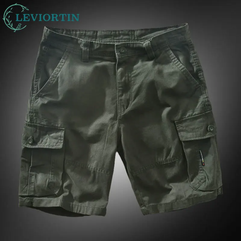 

Мужские классические эластичные короткие летние удобные хлопковые повседневные рабочие шорты-карго, уличная одежда, брюки с пятью точками и несколькими карманами