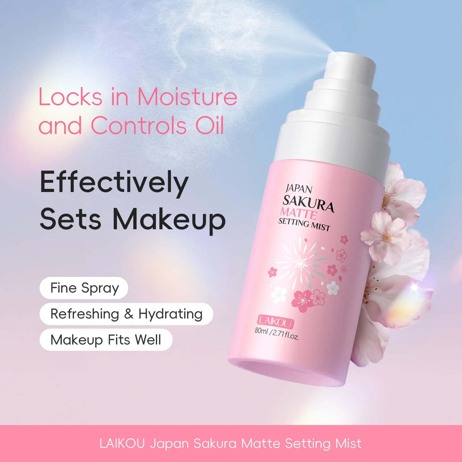 Makeup Fixing Mist - LAIKOU Sakura Matte Setting Mist, Spray