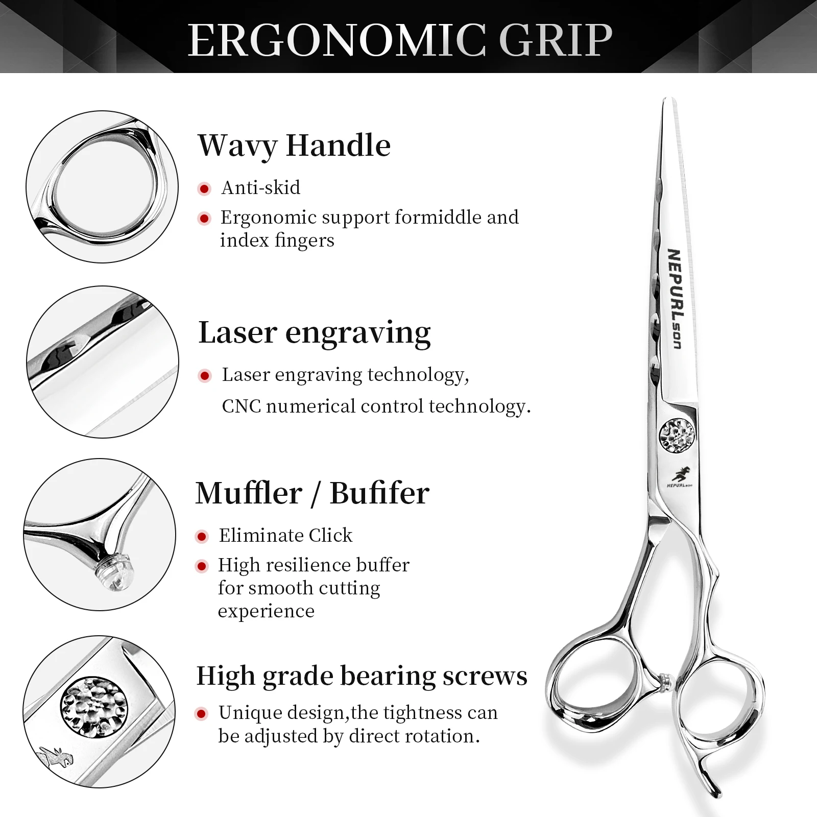 VG-10   6.0 Inch New Fashion Design Beauty Barber Scissors Flat Scissors Tooth Hair  Scissors