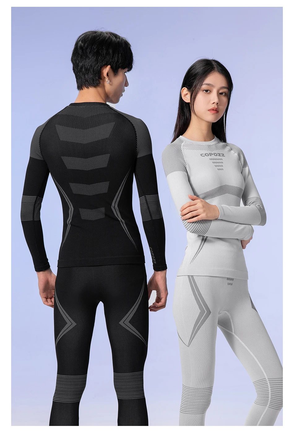 COPOZZ Männer Frauen Ski Thermo-Unterwäsche-Sets, schnell trocknend, funktioneller Kompressions-Trainingsanzug, enge Snowboard-Tops und Hosen für Erwachsene – Detail 16