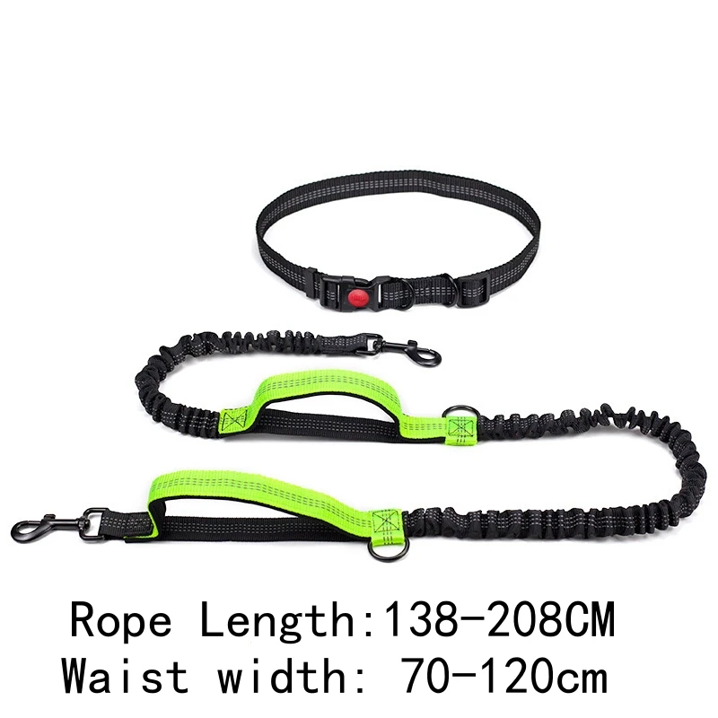 Retractable Hands Free Dog Leash For Running Double Handles Elastic Cord Reflective Large Dog Leash Pet Supplies