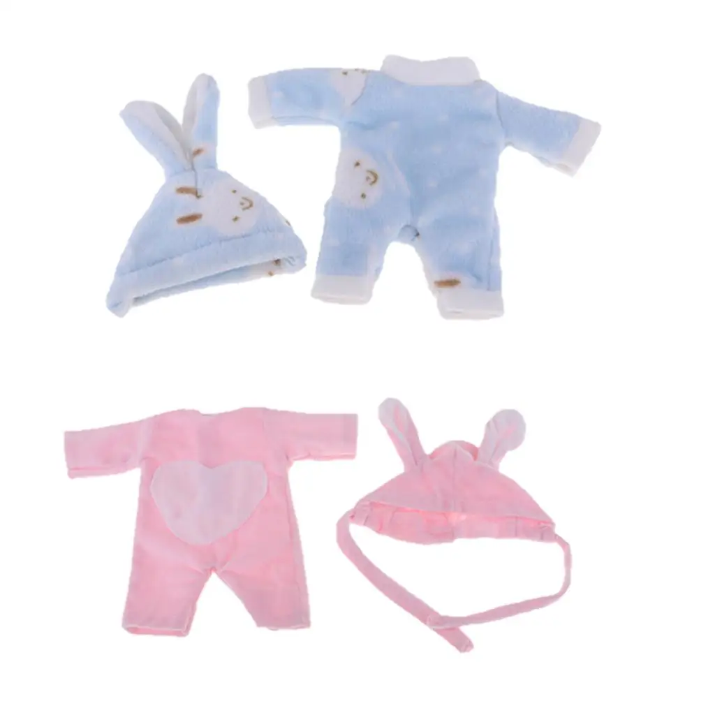 

Cute Plush Jumpsuit Doll Clothes Set with Hat for Mellchan 25cm Baby Doll and Reborn Girl Dress Up