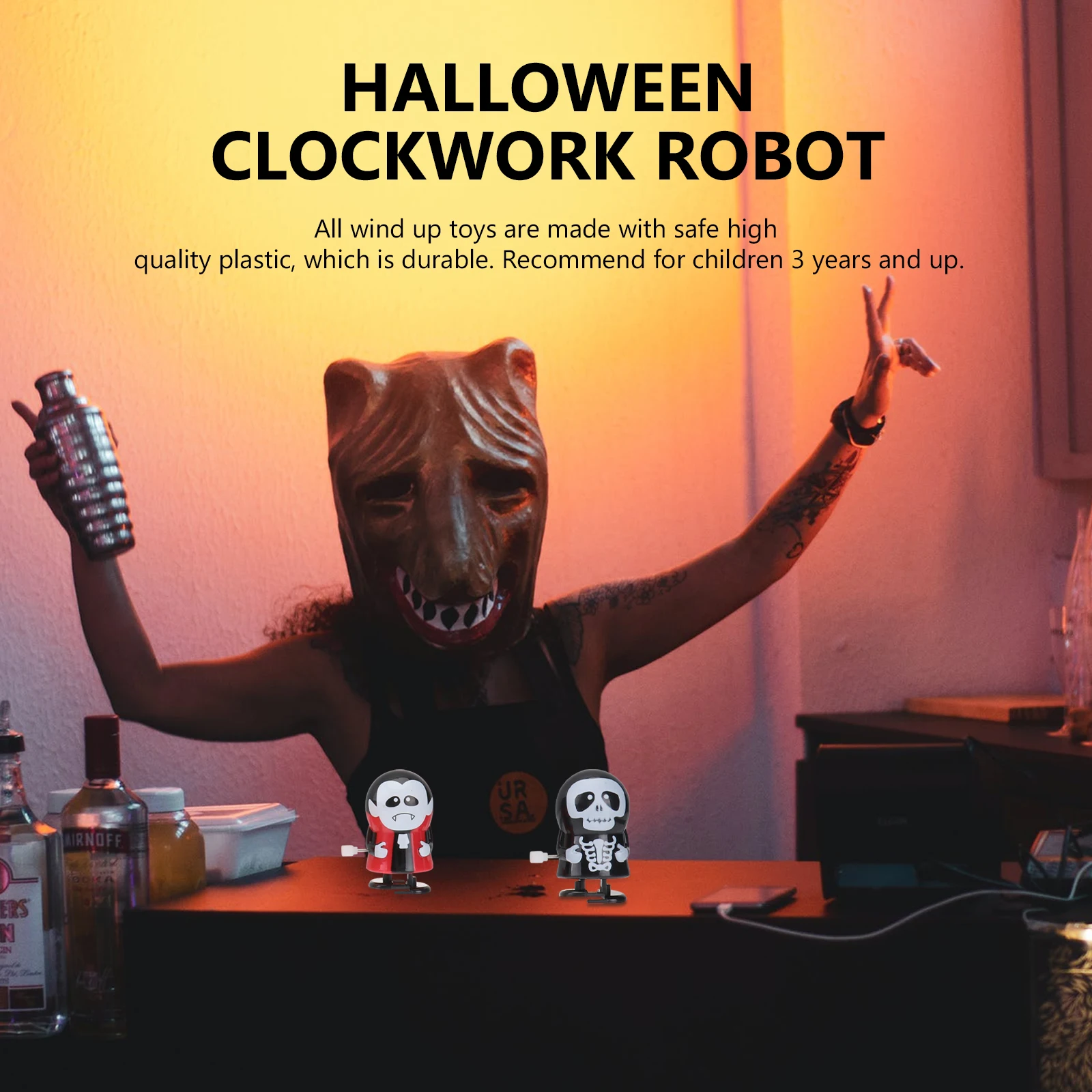 

12 шт., ассорти на Хэллоуин, 5 дизайнов, сувениры для детей и взрослых, зомби, мумия, череп, тыква, забавный движущийся безопасный пластик