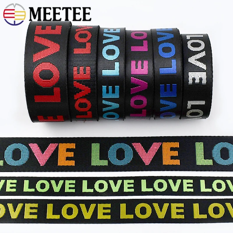 

Meetee 10Yards 25/38mm Nylon Webbing LOVE Jacquard Ribbon Tape for Bag Strap Garment Decor Belt Bias Band DIY Sewing Accessories