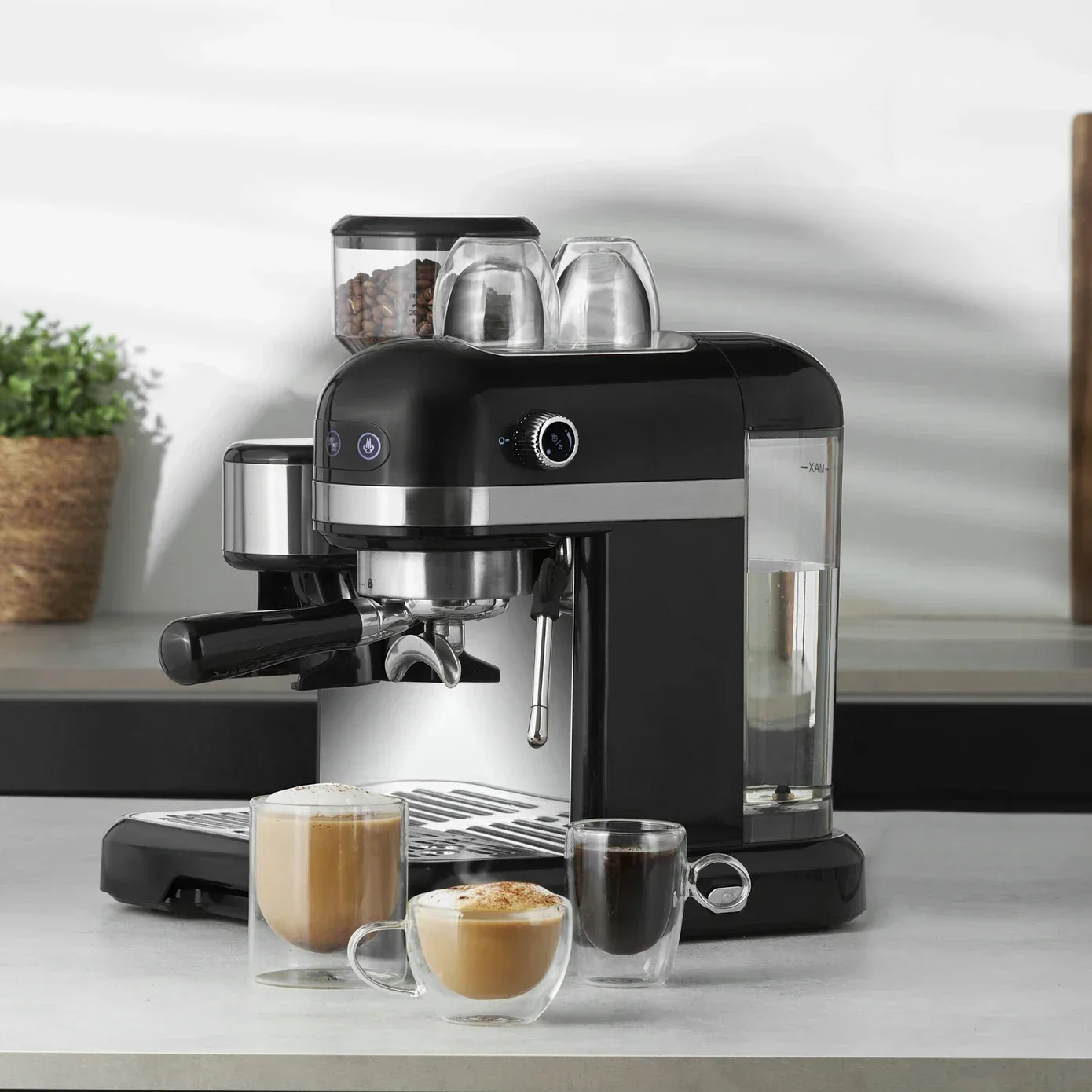 Semi-Automatic Express Espresso Coffee Machine Profesional Cappuccino Espresso Machine Coffee Maker with Grinder