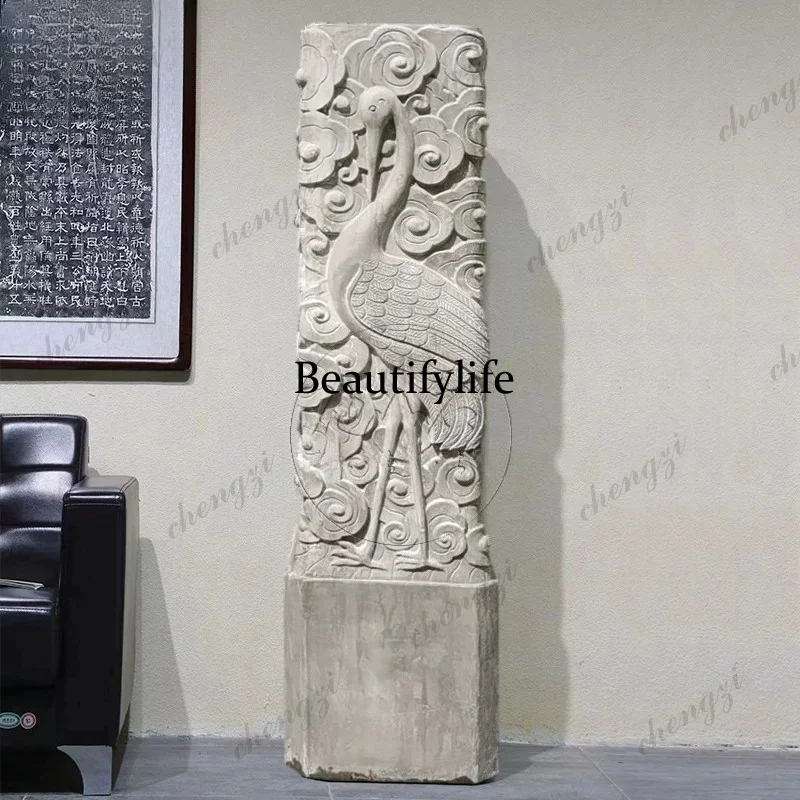 Stone carving auspicious cloud column antique, Chinese display, courtyard garden stone pillar ornament customization
