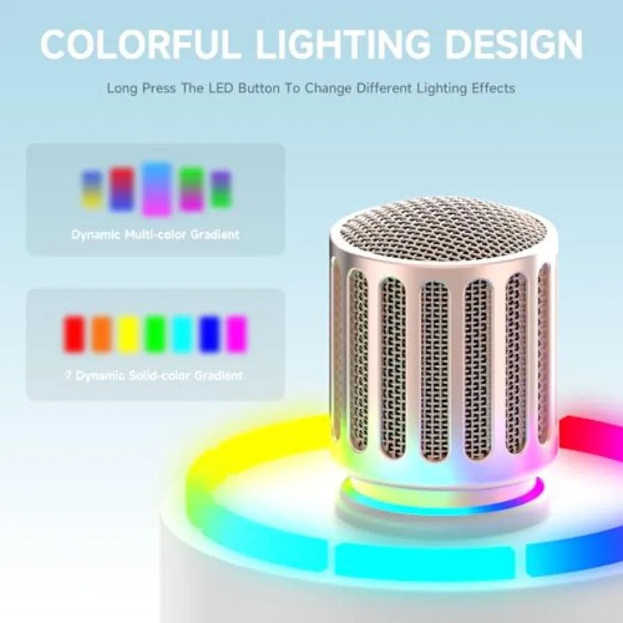 Wireless Microphones Microphone with One-to-One Chip Connection Controllable LED Lights 40H Duration 200Feet Range Free Sing Vo