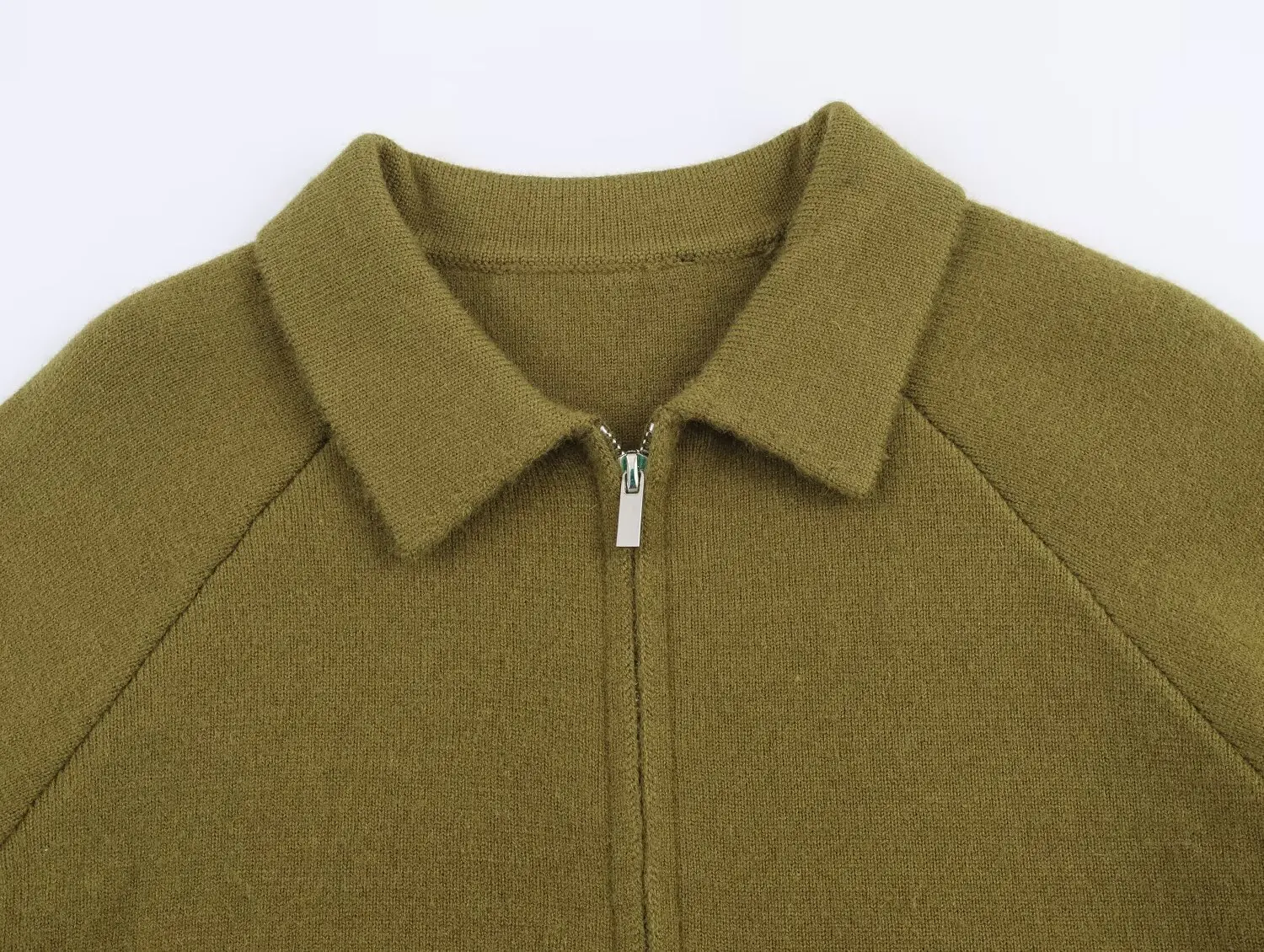 Maxdutti Damen-Bomberjacke, Damen-Kleidung, Oberteile, modisch, elegant, nordisch, minimalistisch, französische Eleganz, olivgrüne Strickjacke