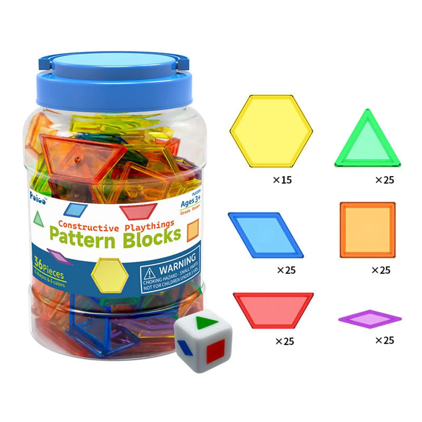 Colorful Pattern Blocks Puzzle Set for Toddlers Kids Montessori Toys Shape Matching Educational Games