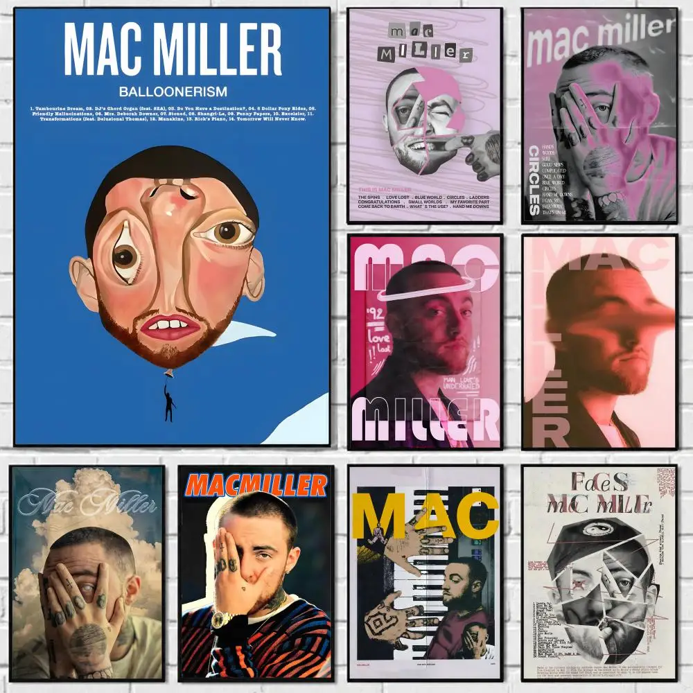 Rapper Mac Miller Poster Self-adhesive Art Waterproof Paper Sticker Coffee House Bar Room Wall Decor